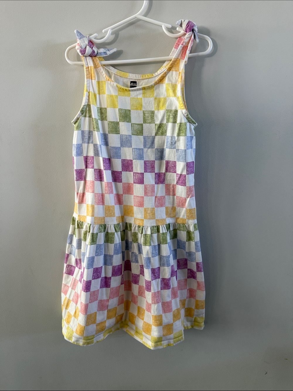 Tea Collection Girls' Multicolor Check Tie-Shoulder Dress